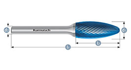 Борфреза язычок пламени, покрытие BLUE-TEC, арт.115073010