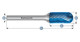 Борфреза цилиндр со сферическим концом, покрытие BLUE-TEC, арт.115020025