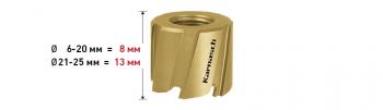 Коронки MINI-CUT, длина 8/13 мм, HSS-M2 с покрытием TIN-GOLD, арт. 21.1000-024