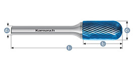 Борфреза цилиндр со сферическим концом, покрытие BLUE-TEC, арт.115023055