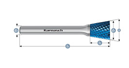 Борфреза перевернутый конус, покрытие BLUE-TEC, арт.115098035