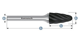 Борфреза парабола с закругленной головкой, покрытие BLACK-TEC, арт.115055065