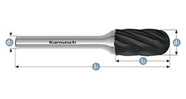 Борфреза цилиндр со сферическим концом, покрытие BLACK-TEC, арт.115025120