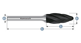 Борфреза язычок пламени, покрытие BLACK-TEC, арт.115075040