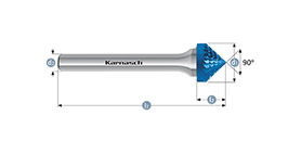 Борфреза зенковка с вершиной 90гр., покрытие BLUE-TEC, арт.115111030